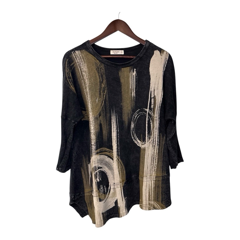 Jess and Jane tunic top women's medium swirls asymmetrical whimsigoth artsy boho